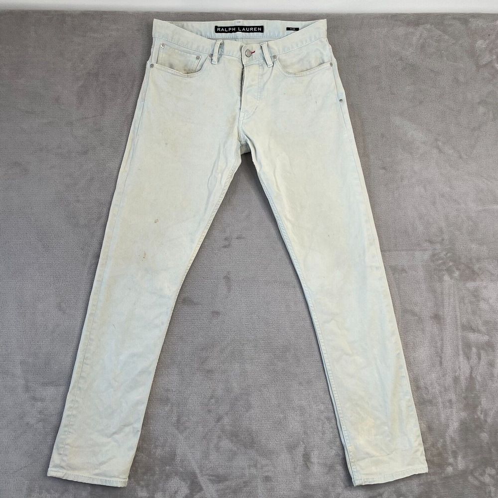 Ralph Lauren Black Label‎ Jeans Men 31x30 (Actual 31x31) Light Blue Marble Wash